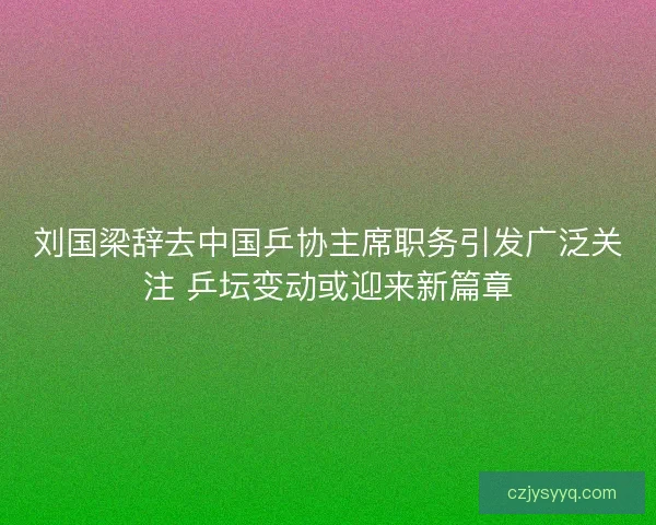 刘国梁辞去中国乒协主席职务引发广泛关注 乒坛变动或迎来新篇章